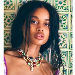 New Free People Riverside Layered Beaded Necklace